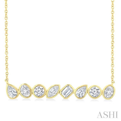 Mixed Shape Bezel Set Diamond Fashion Necklace