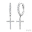 Cross Petite Diamond Huggie Fashion Earrings