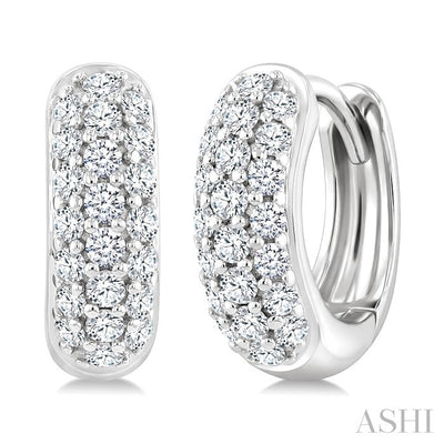 3 Row Diamond Huggie Fashion Earrings