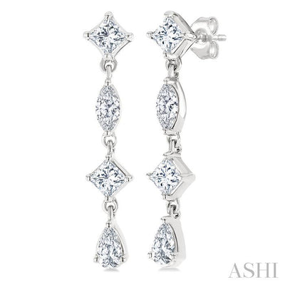 Mixed Shape Diamond Fashion Long Earrings