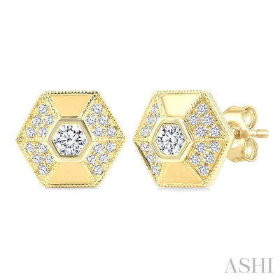 Hexagon Shape Diamond Fashion Earrings