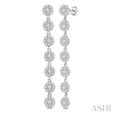 Drop Cluster Diamond Fashion Long Earrings