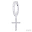 Cross Petite Diamond Fashion Huggie Earrings