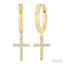 Cross Petite Diamond Fashion Huggie Earrings