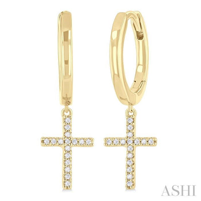 Cross Petite Diamond Fashion Huggie Earrings