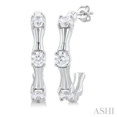 Petite Diamond Fashion Bamboo Half Hoop Earrings