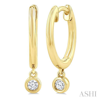 Bezel Set Petite Diamond Huggie Fashion Earrings