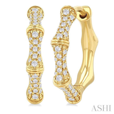 Petite Diamond Bamboo Huggie Fashion Earrings