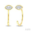 Marquise Shape Bezel Set Petite Diamond Huggie Earrings