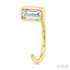 Emerald Shape Bezel Set Petite Diamond Huggie Earrings