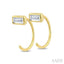 Emerald Shape Bezel Set Petite Diamond Huggie Earrings
