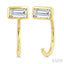 Emerald Shape Bezel Set Petite Diamond Huggie Earrings