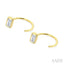 Emerald Shape Bezel Set Petite Diamond Huggie Earrings