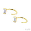Emerald Shape Petite Diamond Huggie Earrings