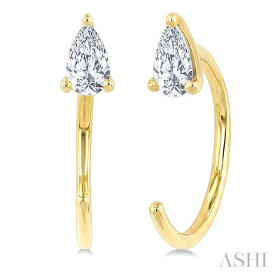 Pear Shape Petite Diamond Huggie Earrings