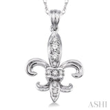 1/6 Ctw Round Cut Diamond Fleur De Lis Pendant in 14K White Gold with Chain