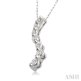 1/10 Ctw Swirl Journey Diamond Pendant in 14K White Gold with Chain