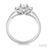 1/2 Ctw Diamond Engagement Ring with 1/4 Ct Princess Cut Center Stone in 14K White Gold