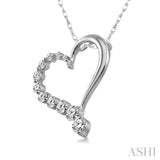 1/4 Ctw Round Cut Diamond Heart Half Journey Pendant in 14K White Gold with Chain