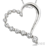 1/4 Ctw Round Cut Diamond Heart Half Journey Pendant in 14K White Gold with Chain