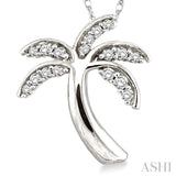 1/10 Ctw Palm Tree Single Cut Diamond Pendant in 14K White Gold with Chain