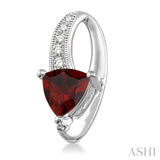 6x6 MM Trillion Cut Garnet and 1/20 ctw Single Cut Diamond Earrings in 10K White Gold