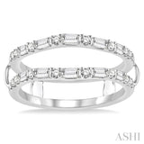 1/2 Ctw Baguette and Round Cut Diamond Insert Ring in 14K White Gold