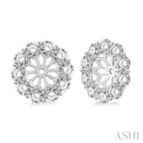 1 Ctw Round Cut Diamond Earring Jacket in 14K White Gold