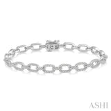 1 1/2 Ctw Round Cut Diamond Encrusted Link Paper Clip Chain Bracelet in 14K White Gold