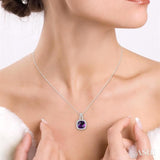 8x8 MM Cushion Shape Amethyst and 1/5 ctw Round Cut Diamond Pendant in 10K White Gold with Chain