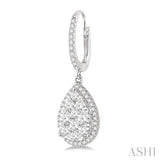 1 1/2 Ctw Pear Shape Diamond Lovebright Earrings in 14K White Gold