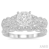 3/8 Ctw Round Cut Diamond Lovebright Bridal Set with 1/3 Ctw Engagement Ring and 1/20 Ctw Wedding Band in 14K White Gold