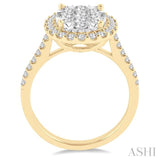 1 1/2 Ctw Oval Shape Diamond Lovebright Ring in 14K Yellow and White Gold