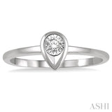 1/50 Ctw Pear Shape Round Cut Diamond Promise Ring in 10K White Gold