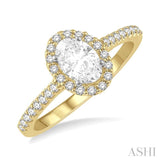 1/4 Ctw Oval Shape Semi-Mount Diamond Engagement Ring in 14K Yellow and white gold