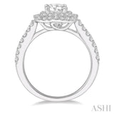 5/8 Ctw Square Shape Semi-Mount Round Cut Diamond Engagement Ring in 14K White Gold