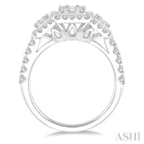 1 1/6 Ctw Triple Mount Baguette & Round Cut Fusion Diamond Ring in 14K White Gold