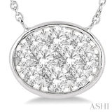 1/2 Ctw Oval Shape Lovebright Diamond Necklace in 14K White Gold