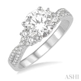 1/3 Ctw Intercrossed Semi-Mount Round Cut Diamond Engagement Ring in 14K White Gold