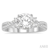 1/3 Ctw Intercrossed Semi-Mount Round Cut Diamond Engagement Ring in 14K White Gold