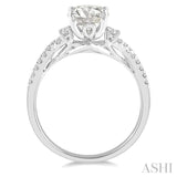 1/3 Ctw Intercrossed Semi-Mount Round Cut Diamond Engagement Ring in 14K White Gold