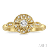 1/8 Ctw Lattice Circular Center Round Cut Diamond Ring in 10K Yellow Gold