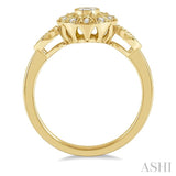 1/8 Ctw Lattice Circular Center Round Cut Diamond Ring in 10K Yellow Gold