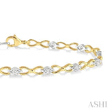 1/10 Ctw Round Cut Diamond Illusion Plate Link Bracelet in 10K Yellow and White Gold