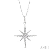 1/6 ctw Round Cut Diamond Star Pendant With Chain in 10K White Gold