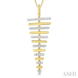 1/6 ctw Two Tone Parallel Bar Round Cut Diamond Fashion Pendant With Chain in 10K Yellow and White Gold