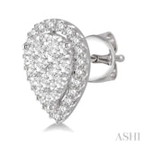 1 ctw Pear Shape Lovebright Diamond Stud Earrings in 14K White Gold