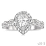 3/8 Ctw Intertwined Shank Round Cut Diamond Semi-Mount Engagement Ring in 14K White Gold