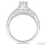 3/8 Ctw Intertwined Shank Round Cut Diamond Semi-Mount Engagement Ring in 14K White Gold