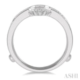 1/3 ctw Curved Center Round Cut Diamond Insert Ring in 14K White Gold